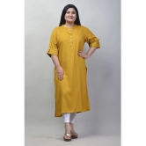 Swasti Cotton Blend Printed Straight Womens Kurti - Mustard ( Pack of 1 ) - None