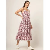 Divena Cotton Printed Midi Womens Fit & Flare Dress - Burgundy ( Pack of 1 ) - None