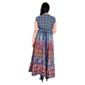 Sttoffa - Blue Cotton Women's Flared Kurti - XXL