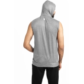 Men Solid Hooded Neck Polyester Grey T-Shirt