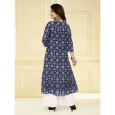 Rangita Women Rayon Blue Embroidered Calf Length A-line Kurti - None