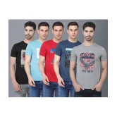 Dollar Cotton Blend Regular Fit Printed Half Sleeves Mens T-Shirt - Multicolor ( Pack of 5 ) - None