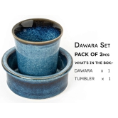 Premium Ceramic Dawara Set, Tea Dabara Set, Tumbler Set for Authentic South Indian Filter Coffee, Serving Drinkware, Set of 1, 120 ml, Greenish Blue