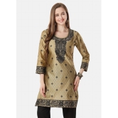 Meher Impex Art Silk Self Design Straight Womens Kurti - Gold ( Pack of 1 ) - None