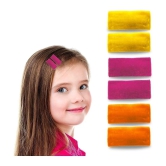 LYKAA Rectangular Shape Velvet Hair Tic Tac Clips For Baby Girl, Kids (Pack of 6, Multicolor) - Multi