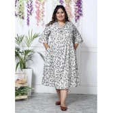 Swasti Cotton Blend Printed Anarkali Womens Kurti - White ( Pack of 1 ) - None