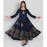 Lee Moda - Blue Rayon Women's Anarkali Kurti ( Pack of 1 ) - XXL