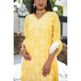 Soft Chanderi 3 pc Kurta set- Golden-XXL