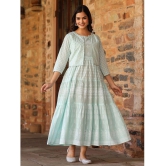 AMIRA'S INDIAN ETHNICWEAR Cotton Printed Ankle Length Women's Fit & Flare Dress - Mint Green ( Pack of 1 ) - None