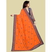 A TO Z CART Silk Embellished Saree With Blouse Piece - Orange ( Pack of 1 ) - Orange