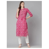 Divena - Pink Cotton Womens Straight Kurti ( Pack of 1 ) - 3XL