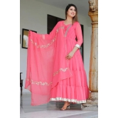 Hot Pink Hand Block Printed Anarkali Set L