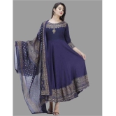 SIPET Rayon Printed Anarkali Women's Kurti - Blue ( Pack of 1 ) - None