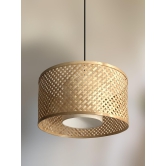 Bamboo Pendant Lamp: Minimalist Hanging Lamp, Handmade Light Fixture, Sustainable Chandelier, Asian & Scandinavian Lamp-Blue