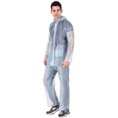 PENYAN PVC Transparent Sky Blue Rain Suit For Man With Cap - Freesize