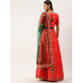 Om Shantam Sarees Red,Green Silk Blends Chaniya Choli Semi Stitched Lehenga Single - Free Size