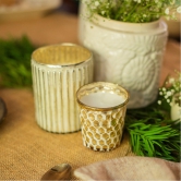 Fluted Glass Scented Candle White Fragrance- Sea Salt & Sage