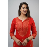 MAUKA - Red Straight Rayon Women''s Stitched Salwar Suit ( Pack of 1 ) - None