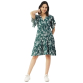 Moomaya Printed Wrap Style Dress, Knee-Length Summer Tiered Dress For Women