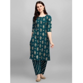 gufrina Rayon Printed Kurti With Salwar Womens Stitched Salwar Suit - Teal ( Pack of 1 ) - None