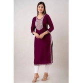 Kapadia - Wine Rayon Womens Straight Kurti ( Pack of 1 ) - None