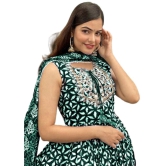 Itemzon Viscose Printed Ethnic Top With Palazzo Womens Stitched Salwar Suit - Dark Green ( Pack of 1 ) - None