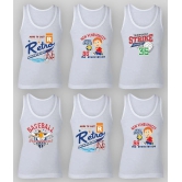 Bodycare - White Cotton Printed Boys Vest ( Pack of 6 ) - 12-14 Y