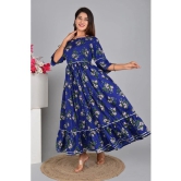 Smien Rayon Printed Anarkali Womens Kurti - Blue ( Pack of 1 ) - None