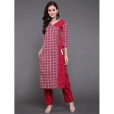 Antaran Cotton Printed Kurti With Pants Womens Stitched Salwar Suit - Red ( Pack of 2 ) - None