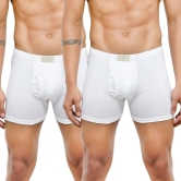 Men's Mid-Rise Classic Cotton Trunks - Pack of 2 White M