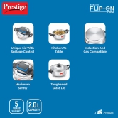 Prestige Svachh FLIP-ON MiniÂ SS Pressure Cooker 18 cm-2 L with Glass Lid