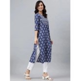 Janasya - Blue Cotton Womens Straight Kurti ( Pack of 1 ) - None