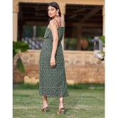 Selvia Georgette Printed Midi Womens Drop Waist Dress - Green ( Pack of 1 ) - None