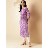 Vbuyz Cotton Printed Front Slit Womens Kurti - Lavender ( Pack of 1 ) - None