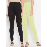 Women Black & Lime Green Pack Of 2 Solid Churidar-Length Leggings