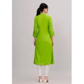 MAUKA Rayon Embroidered Front Slit Womens Kurti - Green ( Pack of 1 ) - None