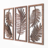 leaf  geometric wooden wall art-80 x 32 cm (31.4 x 12.5 inches) / Walnut