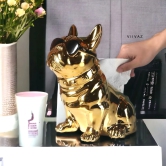 Classy Dog Tissue Holder-Gold / Ceramic | Gloss Finish / H: 13 | L: 8 | W: 9 (Inches)