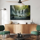 Beautiful Waterfall Landscape Wood Print Vastu Wall Art-9 X 12 Inches / Birchwood Thickness: 12mm