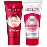 Meglow Skin Brightening Combo Pack for Women | Face Cream (50g) and Instant Glow Facewash (70g)