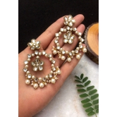 Kundan Flower Chandbali Earrings