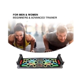 Push Up Board -with 14-in-one Muscle Toning System, Multifunctional Colour Coded Foldable Push up Board for Body - Black