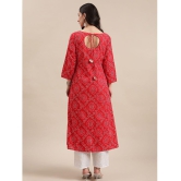 Varanga Cotton Printed Flared Womens Kurti - Red ( Pack of 1 ) - None