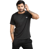 Men Solid Round Neck Polyester Black T-Shirt