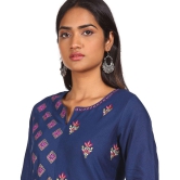 Karigari - Blue Cotton Blend Women's Straight Kurti ( Pack of 1 ) - None