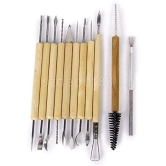 Wooden Handle Wax Pottery Clay Sculpting Sculpt Smoothing Wax Carving Pottery Ceramic Tools Polymer Ceramic Clay Tool Set - 11 Pieces