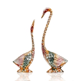 Bharat Saini Art ; Pair of Kissing Duck Showpiece Swan Love Birds Couple Statue Set Metal Bird Pair (Male - Female) Romantic Feng Shui Idol Wedding Gift & HomE