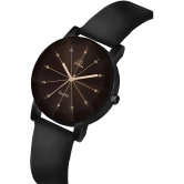 Septem Black Leather Analog Mens Watch