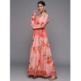 Varanga Georgette Printed Anarkali Womens Kurti - Pink ( Pack of 1 ) - None