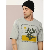 Dillinger Cotton Oversized Fit Printed Half Sleeves Mens T-Shirt - Grey ( Pack of 1 ) - None